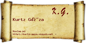 Kurtz Géza névjegykártya